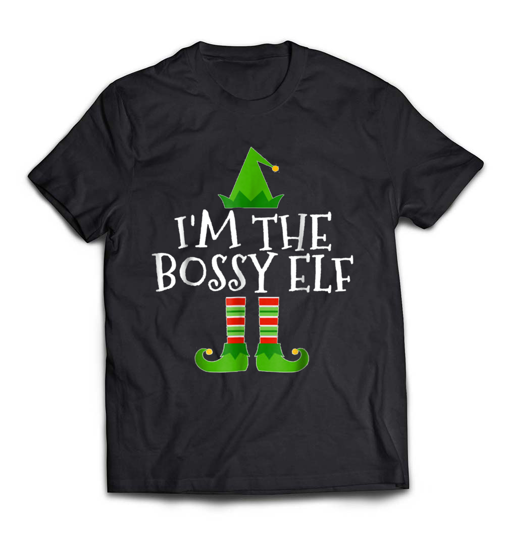 “I’m The Bossy Elf Matching Family Group Christmas T-Shirt” – A Fun and Festive Holiday Tee